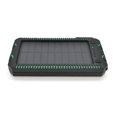 Power bank 30000 mAh Solar,2хFlashlight,5V/200mA, Input:5V/2A(microUSB), Output:5V/2A(2хUSB), rubberized case, Black/Green, BOX 8057 фото