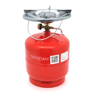 Газовий балон ПРОПАН 3кг(7,2л), тиск 18 BAR + пальник 20448, Red, Q4 21175 фото