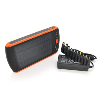 Power bank 23000 mAh Solar, Flashlight, Input:15-20V/2A, Output:5V/2,1A(USB), For Laptop charger, rubberized case, Black, BOX 3696 фото