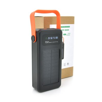 Power bank YM-636 40000mAh Solar, flashlight, Input:5V/2.1A(Micro-USB, Type-C, Lightning), Output:5V /2.1A(4xUSB), plastic, Black, BOX 28184 фото