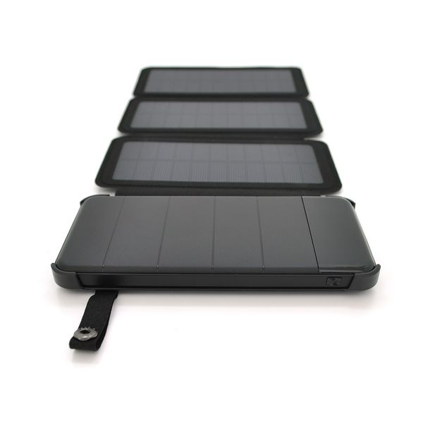 Power bank 12000 mAh Solar, Input:5V/1A(microUSB), Output:5V/2,1А(2хUSB), rubberized case, Black, BOX 26931 фото