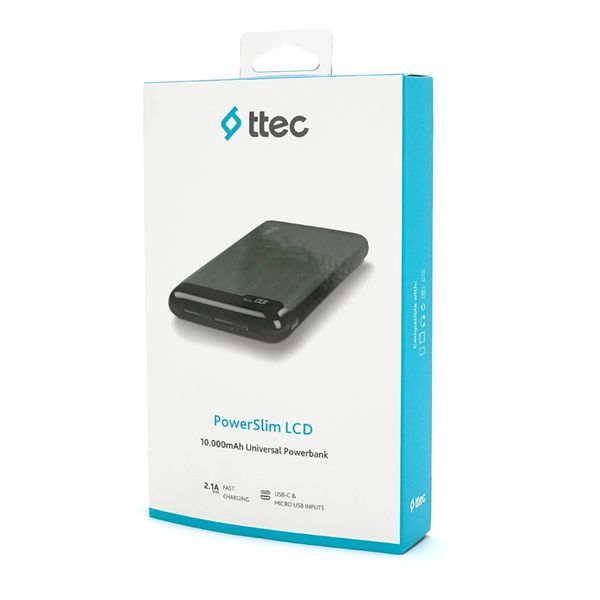 PowerbankTtec 10000mAh, Output: 2*USB + Type-C, 20W, Black, Q30 29501 фото