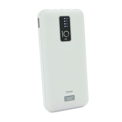 Powerbank TX-108 10000mAh, кабеля USB: Micro, Lighting, White/Black, (270g), Blister 29363 фото