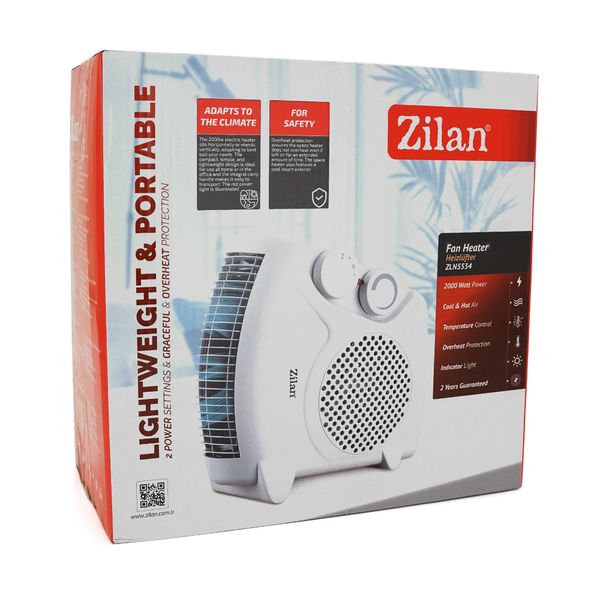 Тепловентилятор спіральний ZILAN ZLN5534, 2000Вт, 2 режими 1000/2000Вт, Box 23887 фото