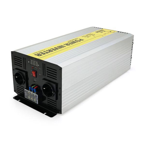 Інвертор напруги RITAR RSC-4000, 12V/220V, 4000W з правільною синусоїдою, 2xShuko, 1xUSB, клемні дроти, клемні колодки, BOX, Q2 28836 фото