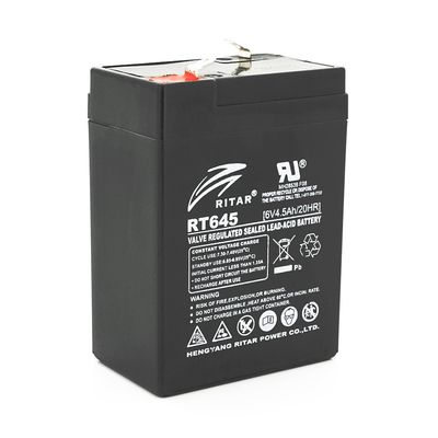 Акумуляторна батарея AGM RITAR RT645, Black Case, 6V 4.5Ah ( 70х47х99 (105) ) Q20 2968 фото