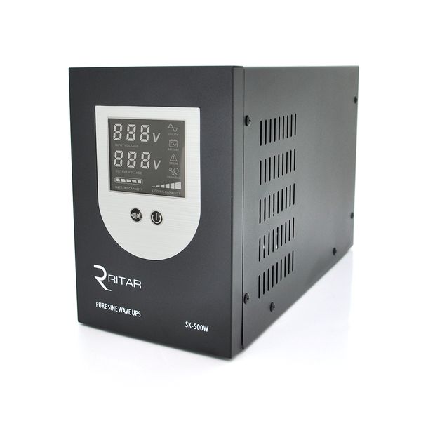 ДБЖ з правильною синусоїдою Ritar SK-800VA (500W), DC:145-275V, LCD-дисплей, 2Shuko socket, 12V, під зовнішню батарею, струм заряду до 15А, Q2 29078 фото