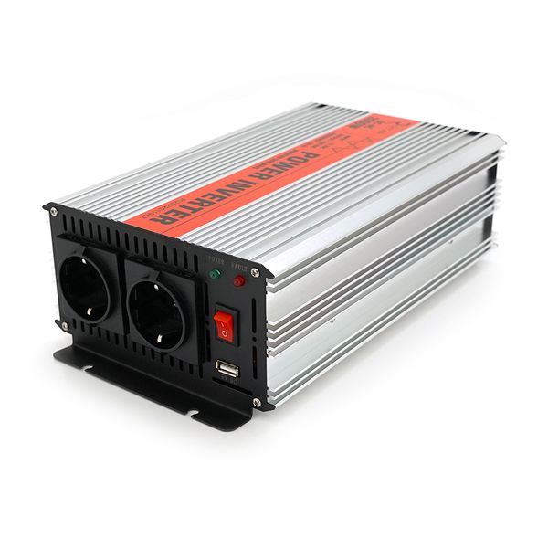 Інвертор напруги RITAR RSX-2000, 12V/220V, 2000W з апроксимувати синусоїдою, 2xShuko, 1xUSB, клемні дроти, BOX, Q6 28841 фото