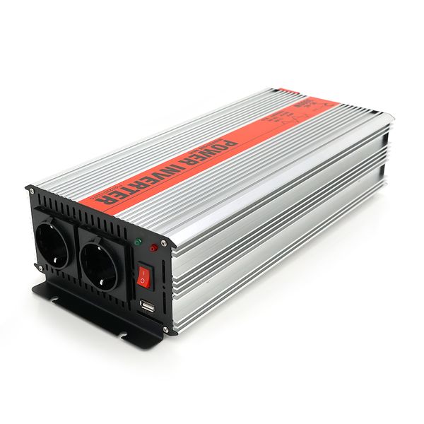 Інвертор напруги RITAR RSX-3000, 12V/220V, 3000W з апроксимувати синусоїдою, 2xShuko, 1xUSB, клемні дроти, BOX, Q4 28843 фото