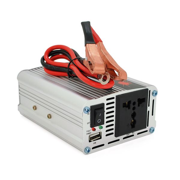 Інвертор напруги Himastar500W (DC:250W), 12/220V з апроксимованою синусоїдою, 1 універсальна розетка, 1*USB (DC:5V/2.4A), клеми+затискачі, Q40 28492 фото