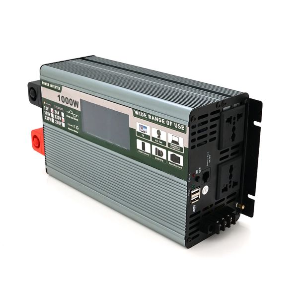 Інвертор напруги Demuda DMDPSW-1000W, 12V/220V, 1000W з правильною синусоїдою, 2 універсальні розетки, 2 USB, Rj 45, клемні дроти, Q6 29156 фото