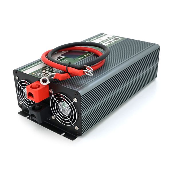 Інвертор напруги Demuda DMDPSW-2000W, 12V/220V, 2000W з правильною синусоїдою, 2 універсальні розетки, 2 USB, Rj 45, клемні дроти, Q6 29157 фото