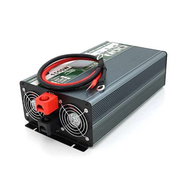 Інвертор напруги Demuda DMDPSW-1500W, 12V/220V, 1500W з правильною синусоїдою, 2 універсальні розетки, 2 USB, Rj 45, клемні дроти, Q6 29158 фото