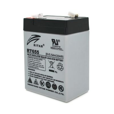 Акумуляторна батарея AGM RITAR RT655, Black Case, 6V 5.5Ah (70х47х99 (105)) Q20 8210 фото