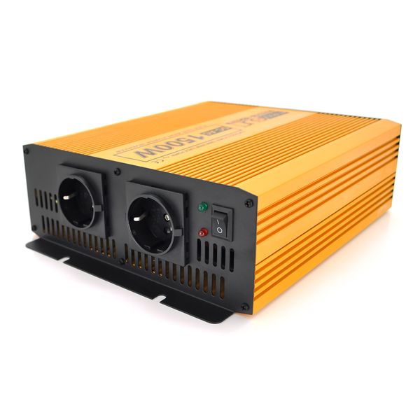 Інвертор напруги Mexxsun MXSPSW-1500, 12V/220V, 1500W з правільною синусоїдою, 2 Shuko, клемні дроти, Q4 29180 фото