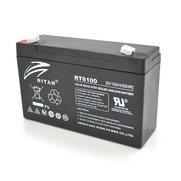 Акумуляторна батарея AGM RITAR RT6100, Black Case, 6V 10Ah (150 х 50 х 93 (99)) Q10 8214 фото