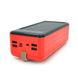 Power bank KKD-10W 100000 mAh Solar, flashlight, Input: 5V/2.1A(MicroUSB, TypeC, Lightning), Output: 5V /2.1A(4xUSB), plastic, Red, BOX 28611 фото 1