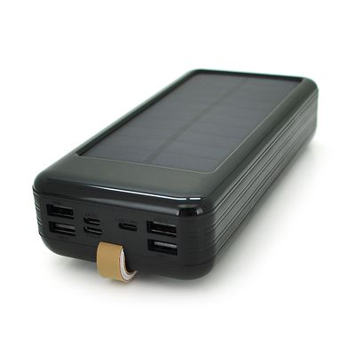 Повербанк KKD-6W 60000 mAh (ККД 60%) Solar, flashlight, Input: 5V/2.1A(MicroUSB, TypeC, Lightning), Output: 5V /2.1A(4xUSB), plastic, Black, BOX 28606 фото