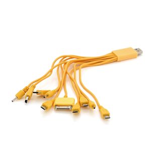 USB кабель з перехідниками 10 в 1, 0,2м, Yellow, ОЕМ Q500 32792 фото