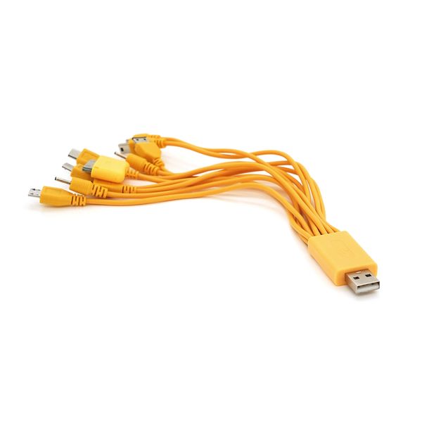 USB кабель з перехідниками 10 в 1, 0,2м, Yellow, ОЕМ Q500 32792 фото