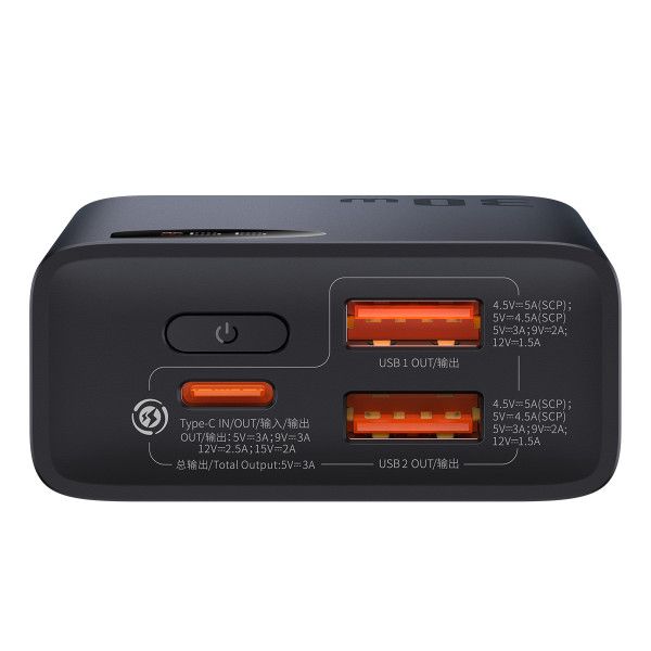 Повербанк Baseus Adaman2 Digital Display Fast Charge 10000mAh 30W, 2*USB+Type-C, PD3.0, QC3.0, Black, Q40 296 фото