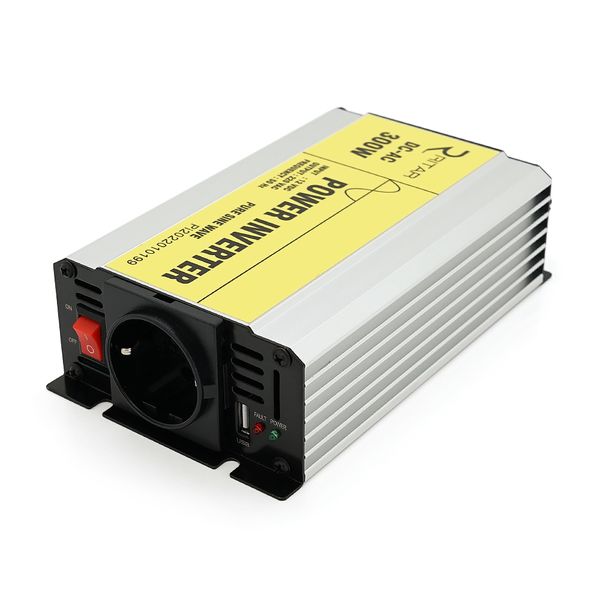 Інвертор напруги RITAR RSC-300, 12V/220V, 300W з правільною синусоїдою, 1xShuko, 1xUSB, клемні дроти, BOX, Q20 28831 фото