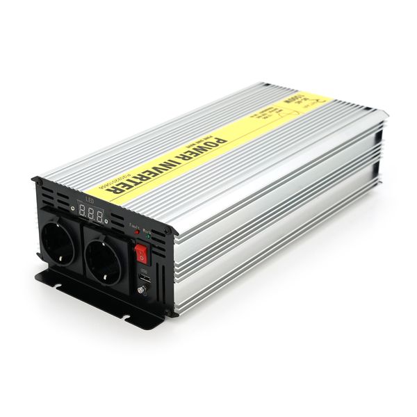 Інвертор напруги RITAR RSC-1500, 12V/220V, 1500W з правільною синусоїдою, 2xShuko, 1xUSB, клемні дроти, BOX, Q4 28834 фото